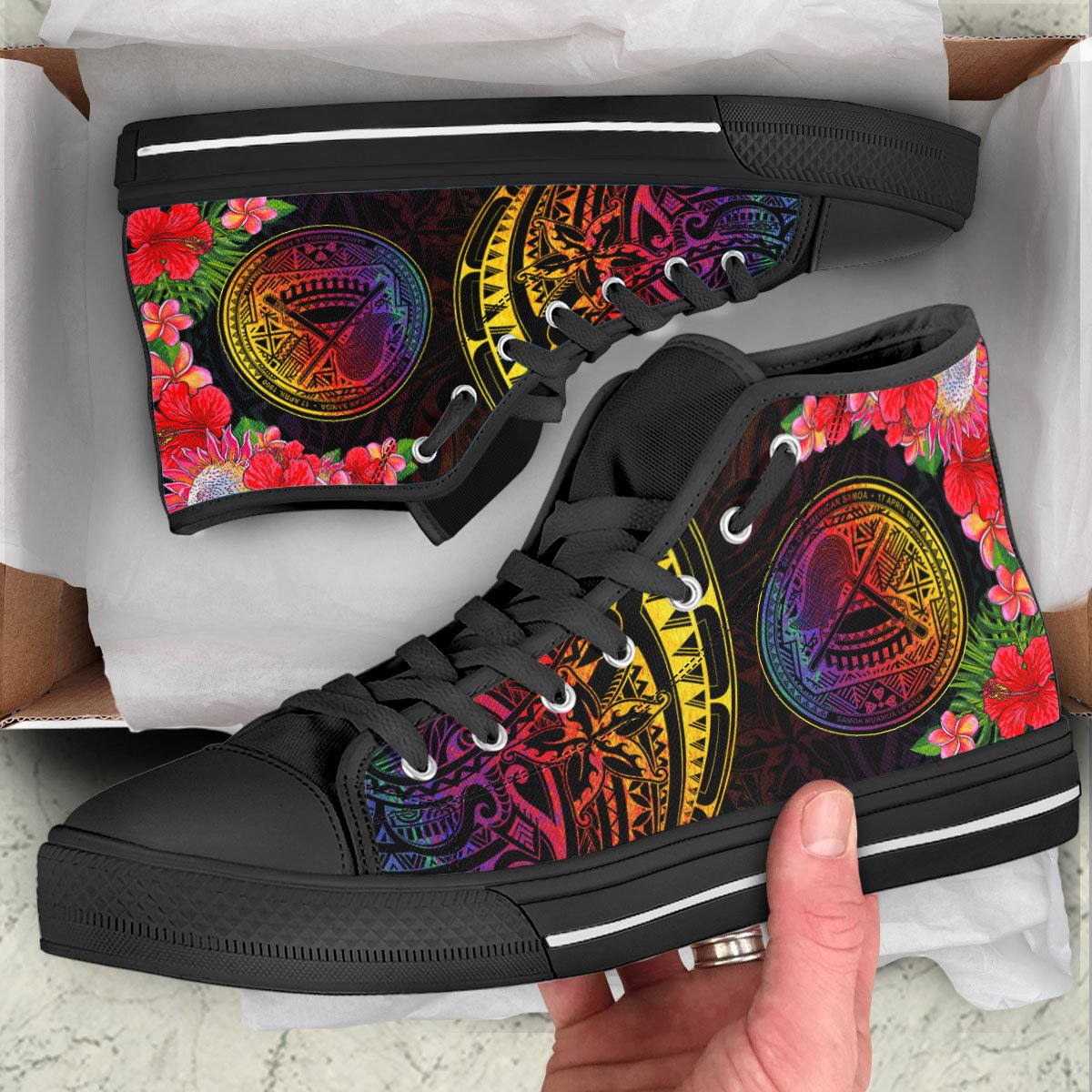 American Samoa High Top Shoes - Tropical Hippie Style - Polynesian Pride