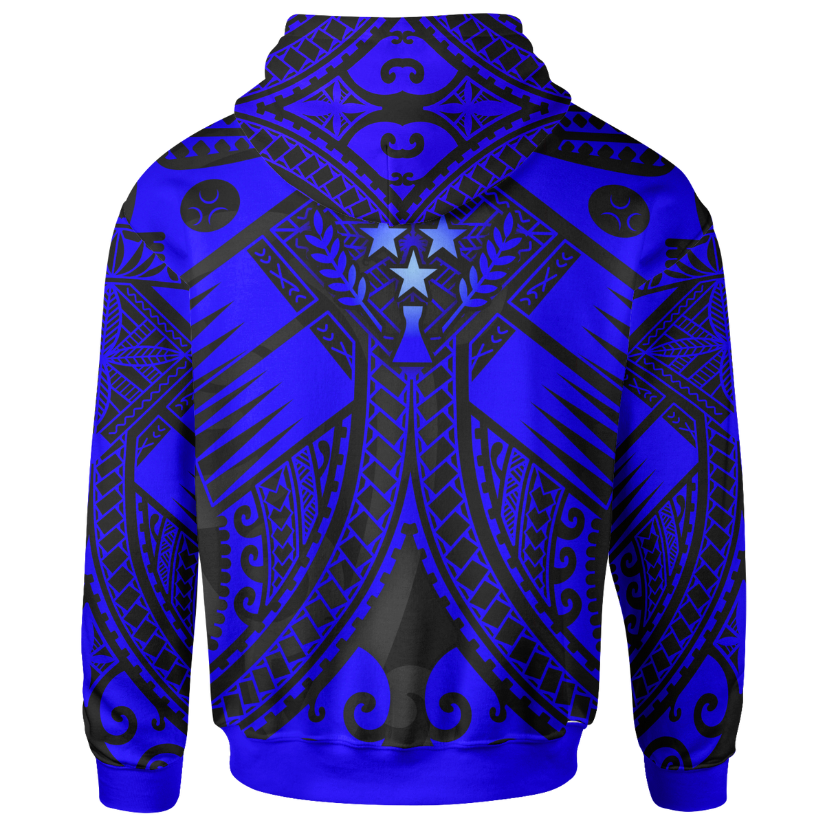 Kosrae Zip up Hoodie Blue Seal with Polynesian Tattoo - Polynesian Pride