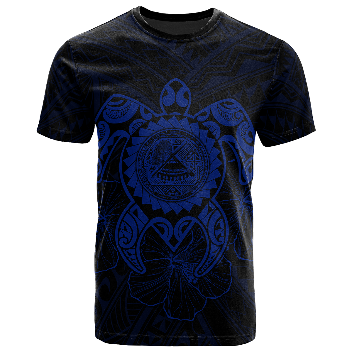 American Samoa Polynesian T Shirt Vintage Polynesian Turtle (Blue) Unisex Blue - Polynesian Pride