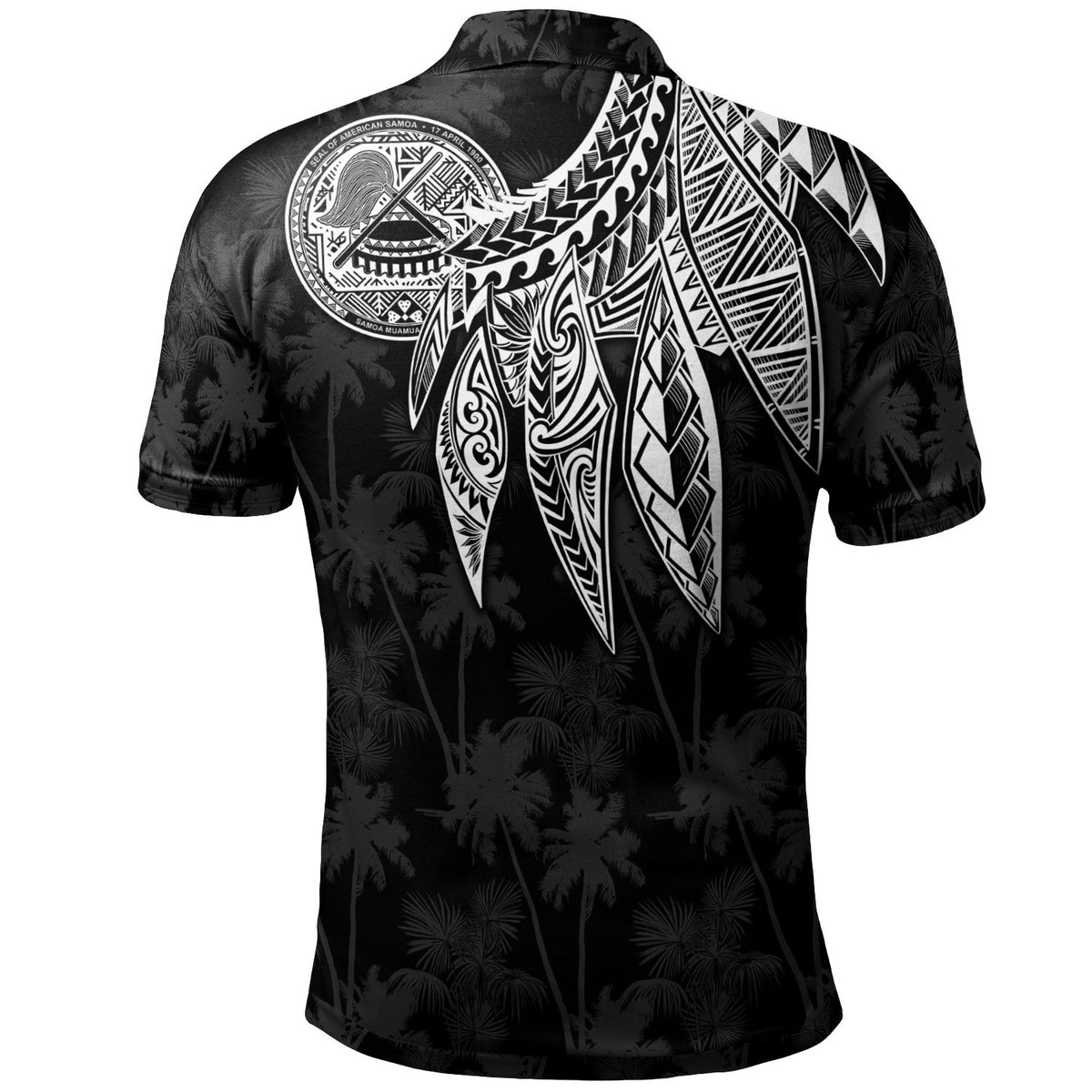American Samoa Polo Shirt Polynesian Wings (White) - Polynesian Pride