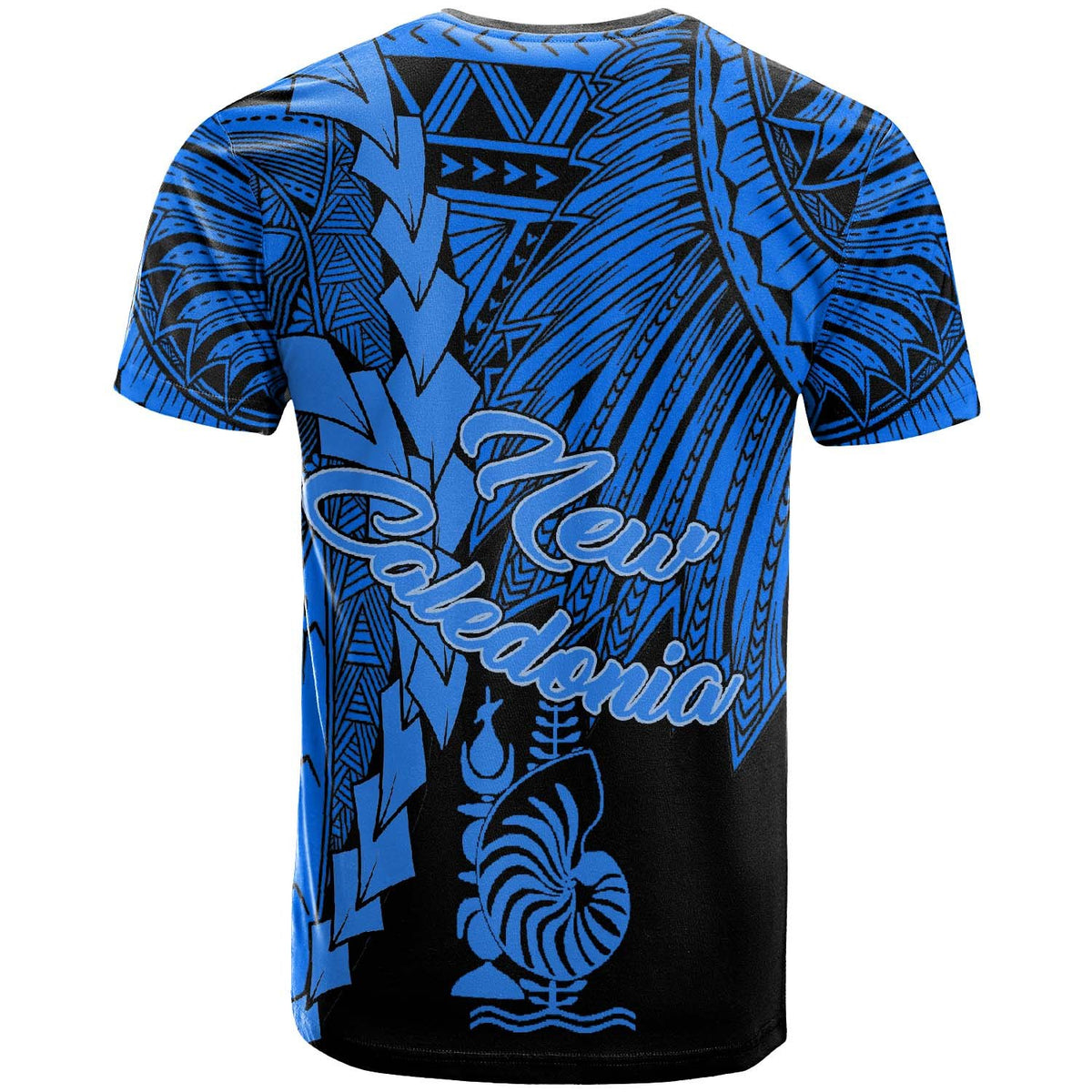 New Caledonia Polynesian Custom T Shirt Tribal Wave Tattoo Blue - Polynesian Pride
