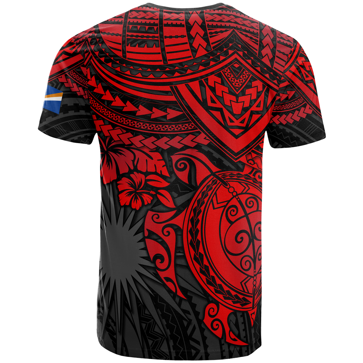 Marshall Islands Polynesian T Shirt Marshall Islands Flag Red Turtle Hibiscus - Polynesian Pride