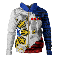 Sikaran Philippines Hoodie Eagles Filipino Sun Flag Grunge Style Zip Hoodie Blue - Polynesian Pride