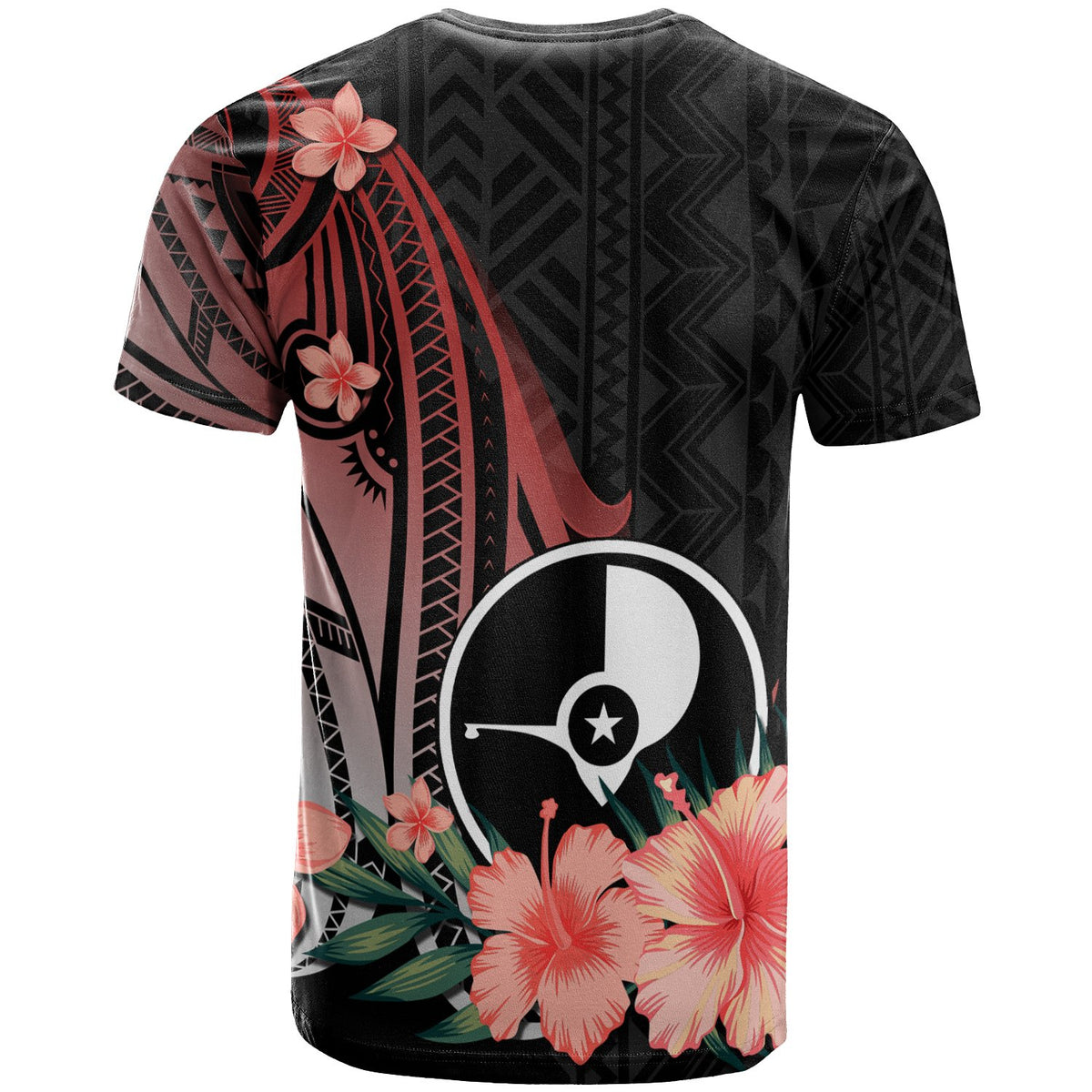 Yap Custom T Shirt Red Polynesian Hibiscus Pattern Style - Polynesian Pride