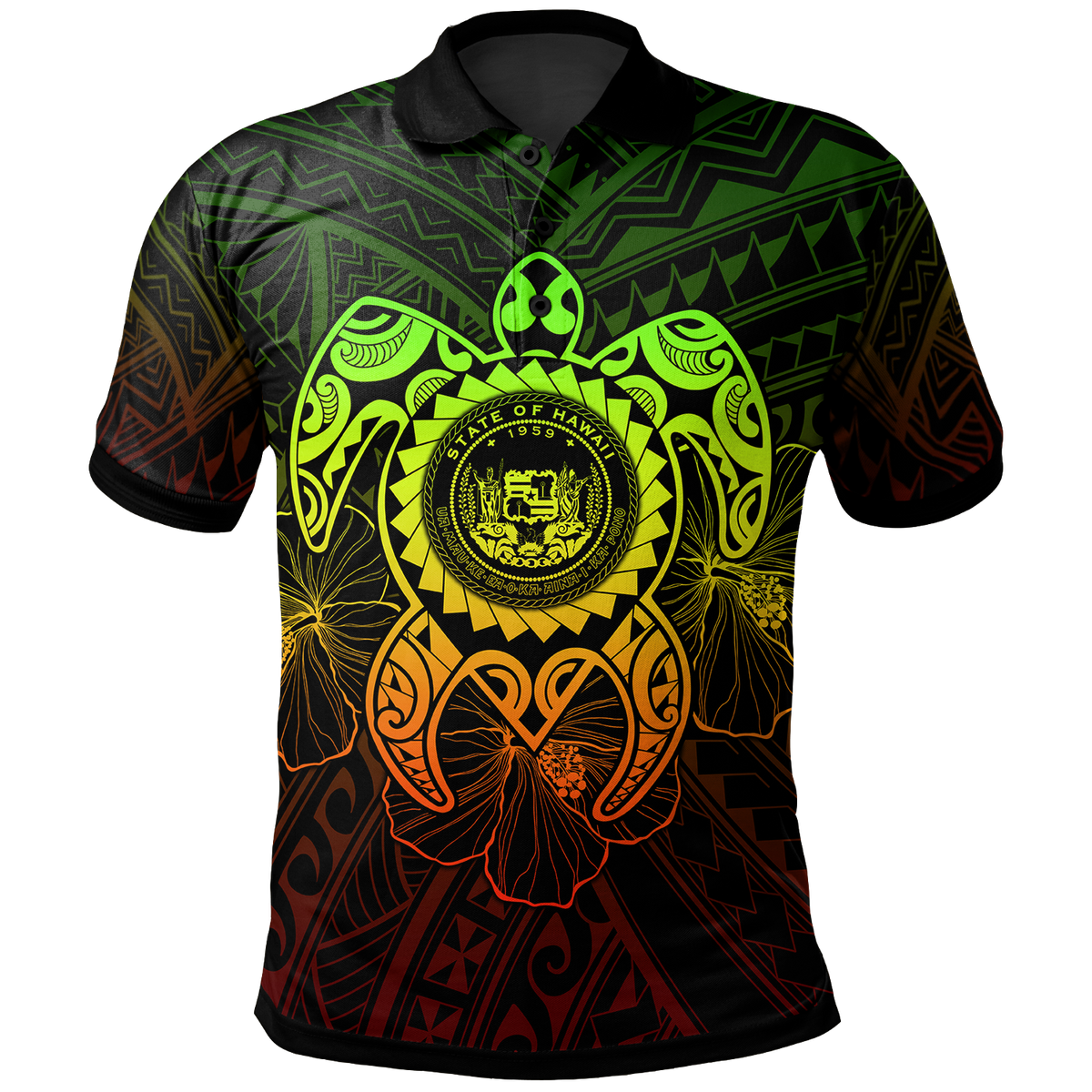 Hawaii Polynesian Polo Shirt Vintage Polynesian Turtle (Reggae) Unisex Reggae - Polynesian Pride