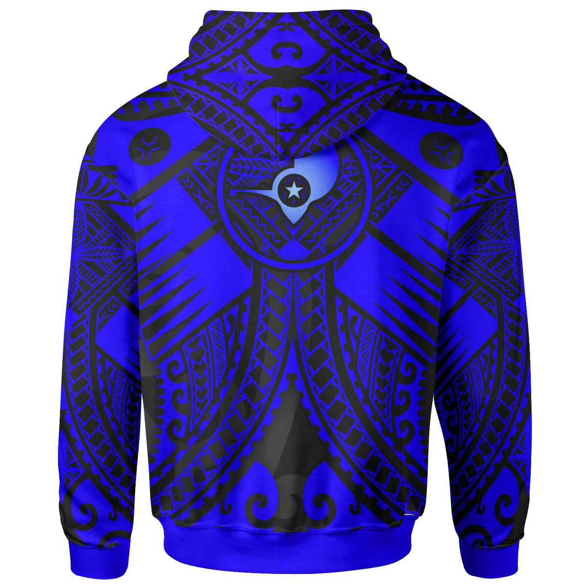 Yap Custom Hoodie Blue Seal with Polynesian Tattoo - Polynesian Pride
