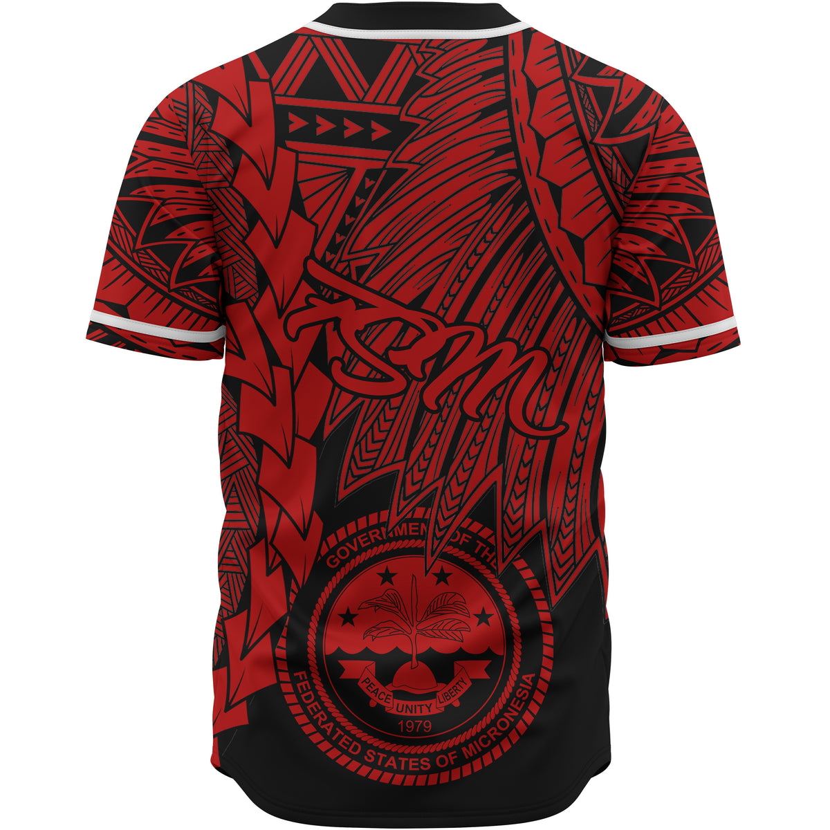 Federated States Of Micronesia Polynesian Baseball Shirt - Tribal Wave Tattoo Red - Polynesian Pride
