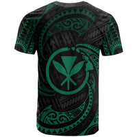 Polynesian Hawaii T Shirt Green Tribal Wave - Polynesian Pride