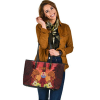 Tahiti Large Leather Tote - Tribal Tuna Fish - Polynesian Pride