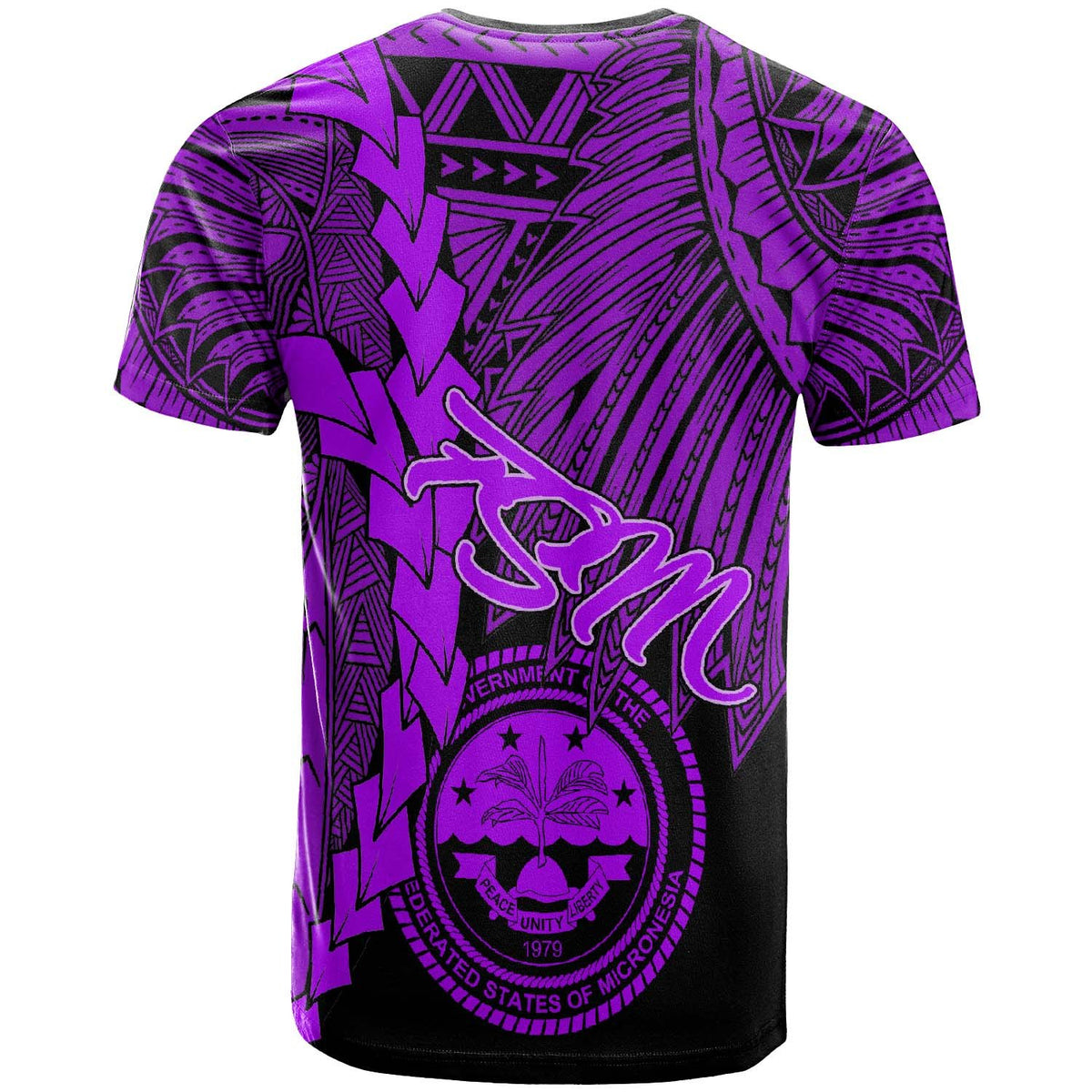 Federated States of Micronesia T Shirt Tribal Wave Tattoo Purple - Polynesian Pride