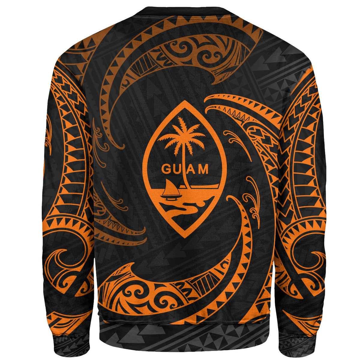Guam Polynesian Sweater - Orange Tribal Wave - Polynesian Pride