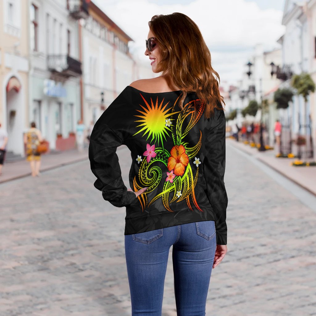Marshall Islands Polynesian Personalised Women's Off Shoulder Sweater - Legend of Marshall Islands (Reggae) - Polynesian Pride