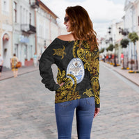 Marshall Islands Women's Off Shoulder Sweaters - Abstract Style - Polynesian Pride