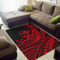 Hawaii Humpback Whale With Hibiscus Tribal Red Area Rug - LT12 - Polynesian Pride
