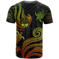 Marshall Islands Custom T Shirt Polynesian Turtle With Pattern Reggae - Polynesian Pride