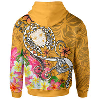 Fiji Zip up Hoodie Turtle Plumeria (Gold) - Polynesian Pride