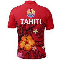 French Polynesia Polo Shirt Hibiscus With Tribal LT12 - Polynesian Pride