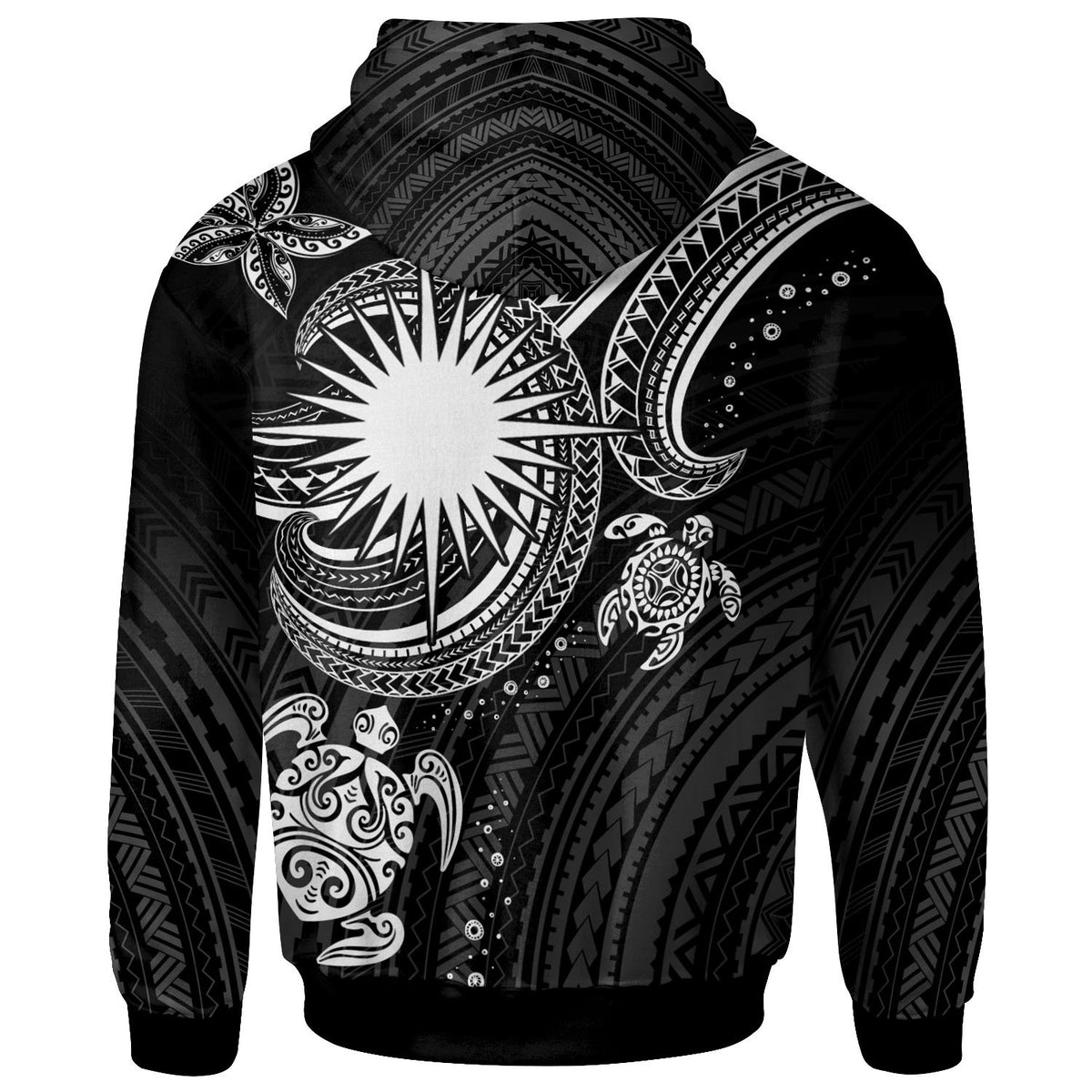 Marshall Islands Custom Zip up Hoodie White Turtle - Polynesian Pride