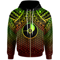 Polynesian Yap Custom Zip up Hoodie Reggae Vintage Polynesian Patterns Unisex Reggae - Polynesian Pride