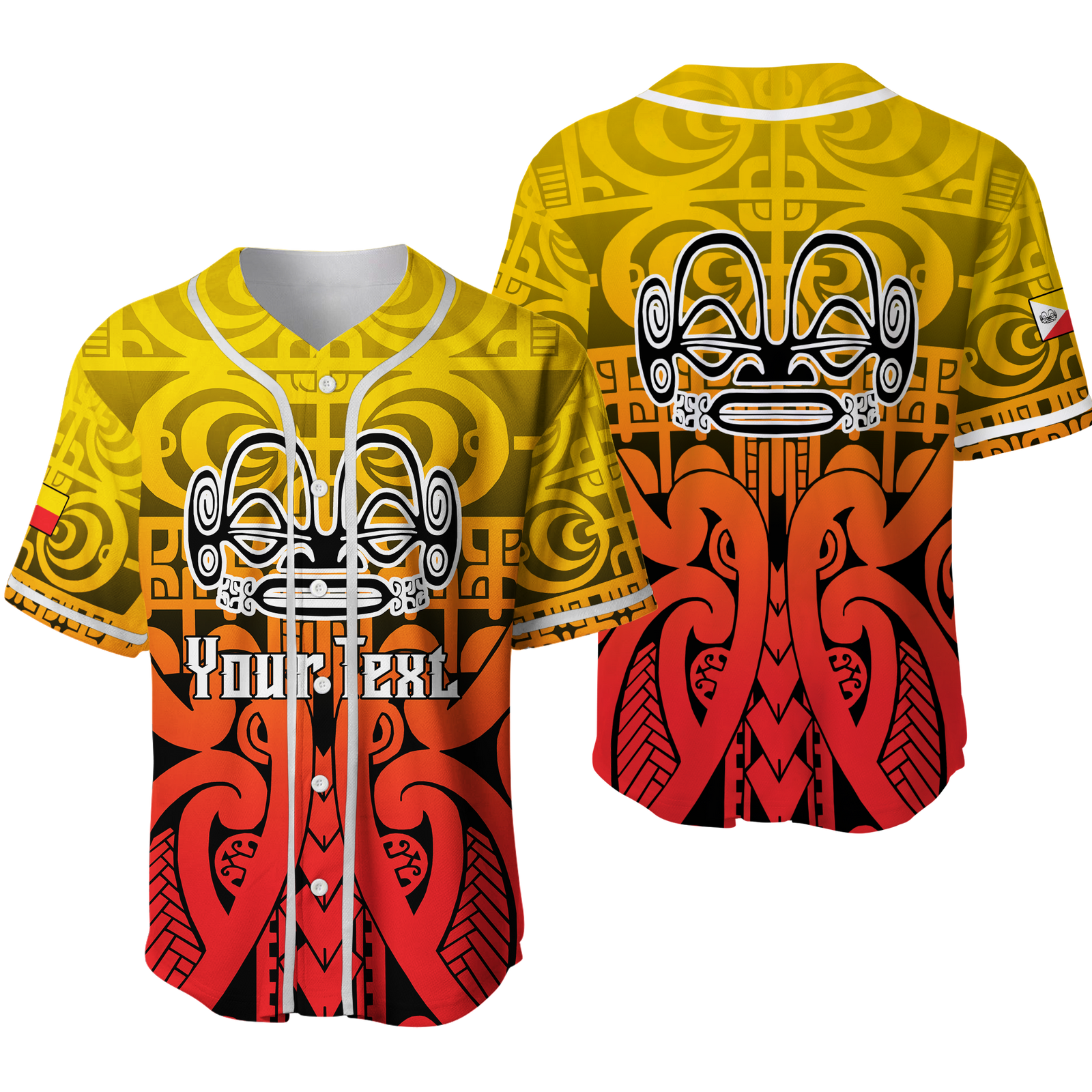 (Custom Personalised) Marquesas Islands Marquesan Tattoo Baseball Jersey - LT12 Red - Polynesian Pride