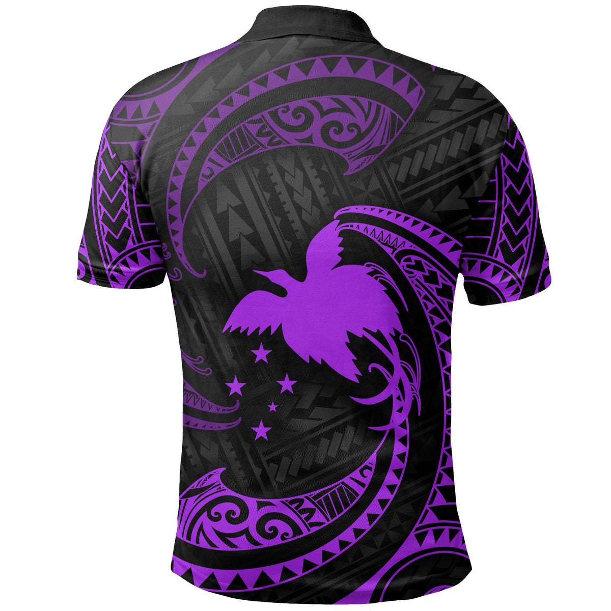 Papua New Guinea Polynesian Polo Shirt Purple Tribal Wave - Polynesian Pride