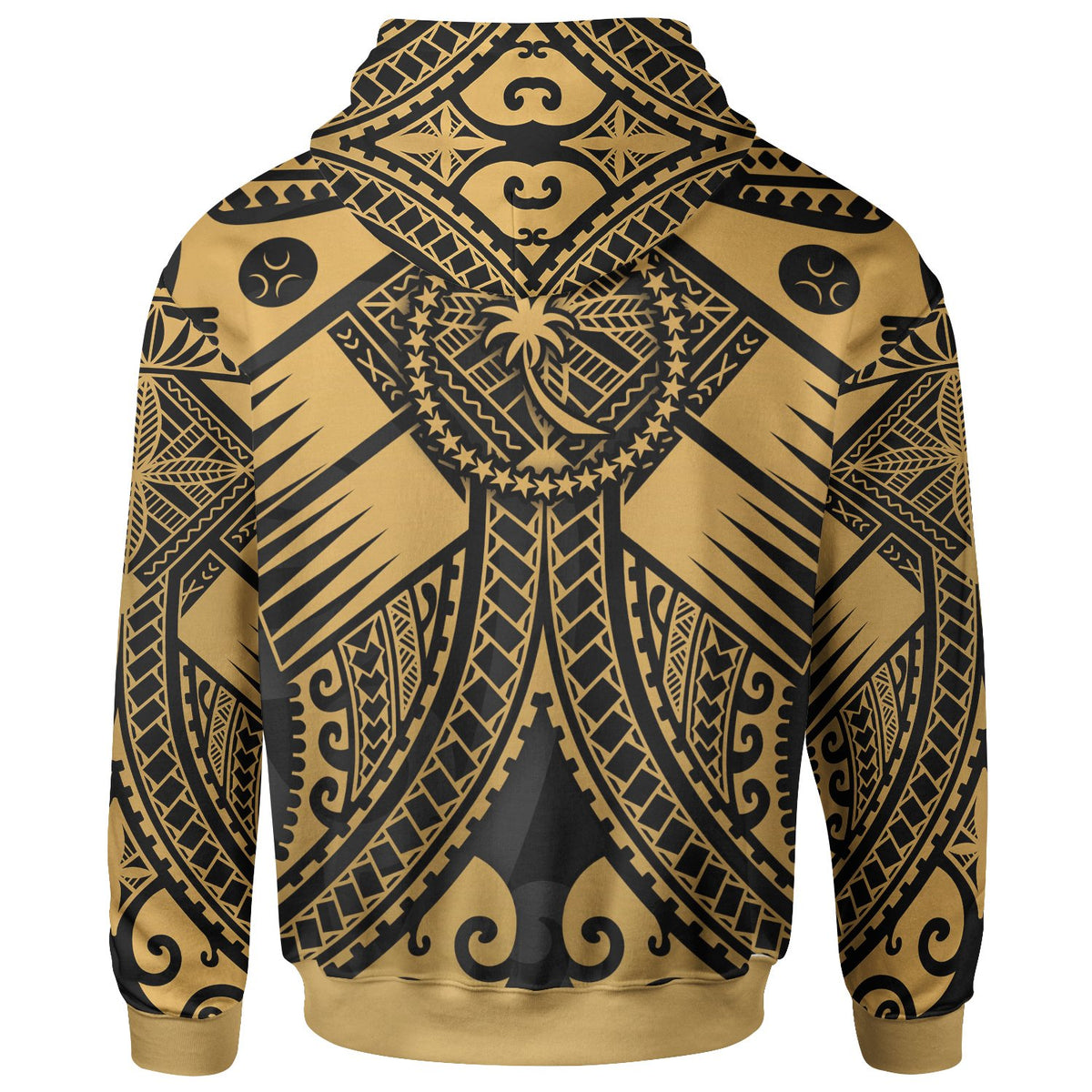 Chuuk Custom Zip up Hoodie Gold Seal with Polynesian Tattoo - Polynesian Pride