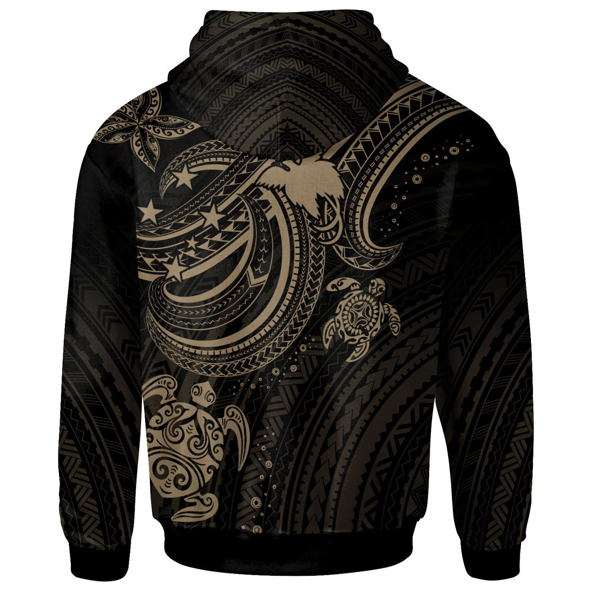 Papua New Guinea Custom Zip up Hoodie Gold Turtle - Polynesian Pride