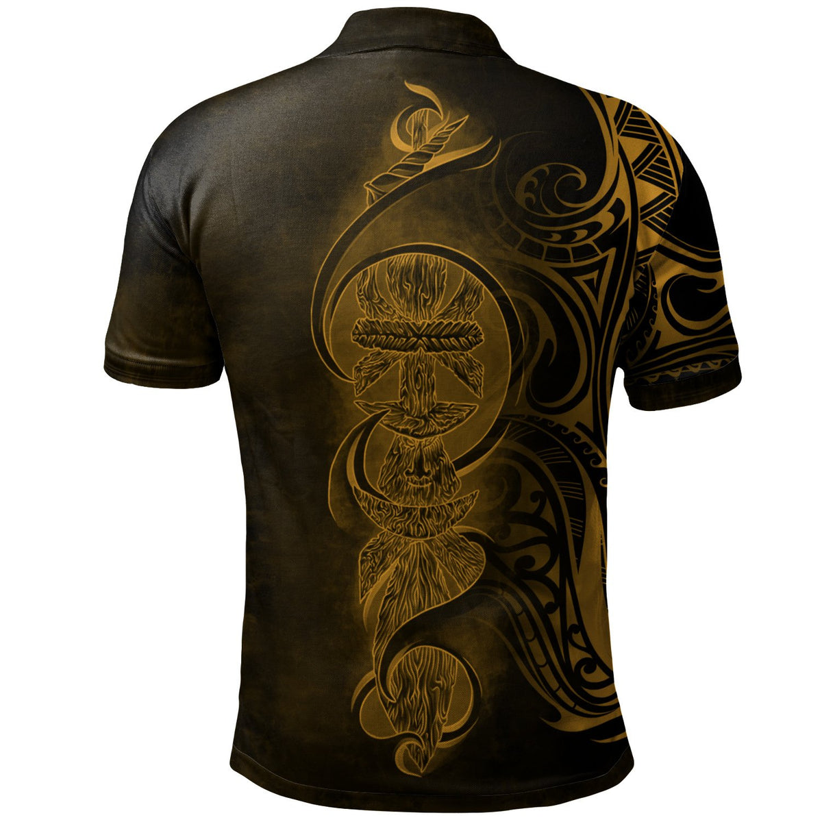 New Caledonia Polo Shirt Gold Kagu and Flche Fatire - Polynesian Pride