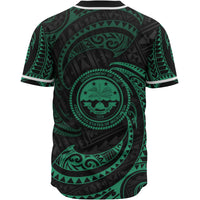 Federated States Of Micronesia Polynesian Custom Personalised Baseball Shirt - Green Tribal Wave - Polynesian Pride