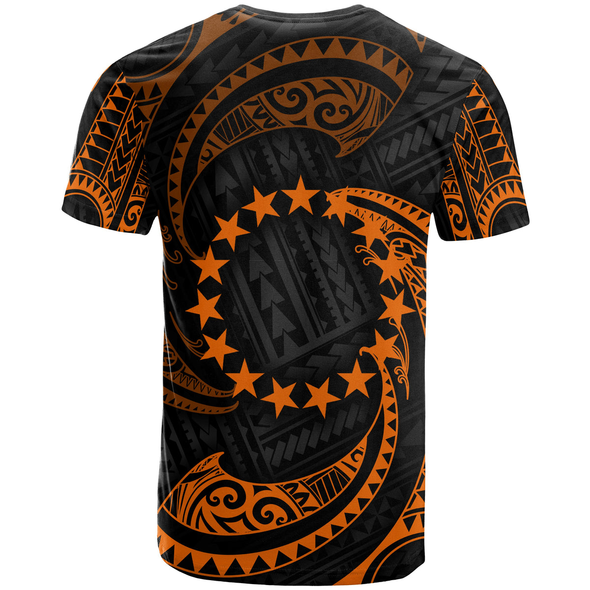 Cook Islands Polynesian Custom T Shirt Orange Tribal Wave - Polynesian Pride