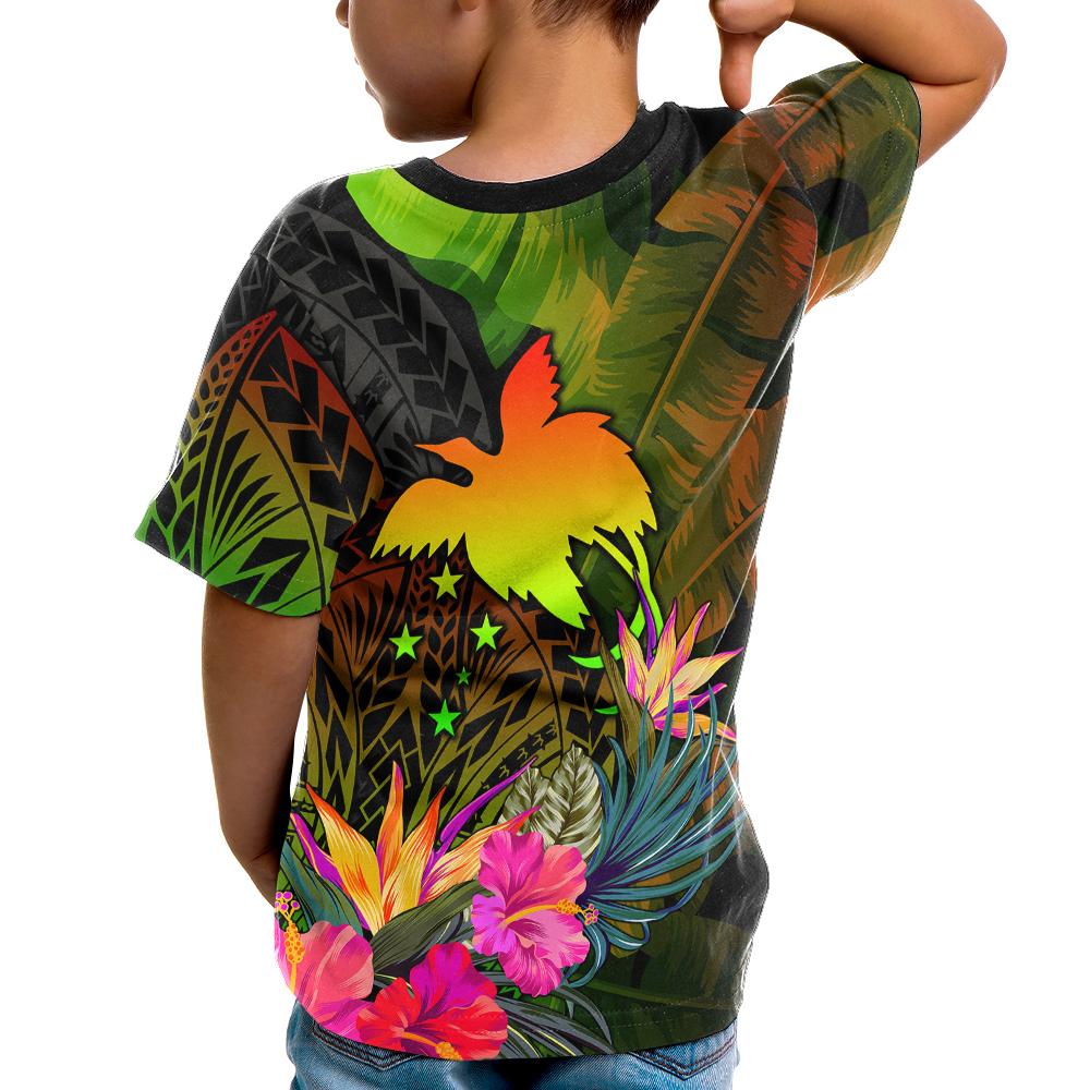 Papua New Guinea Polynesian T Shirt Hibiscus and Banana Leaves - Polynesian Pride