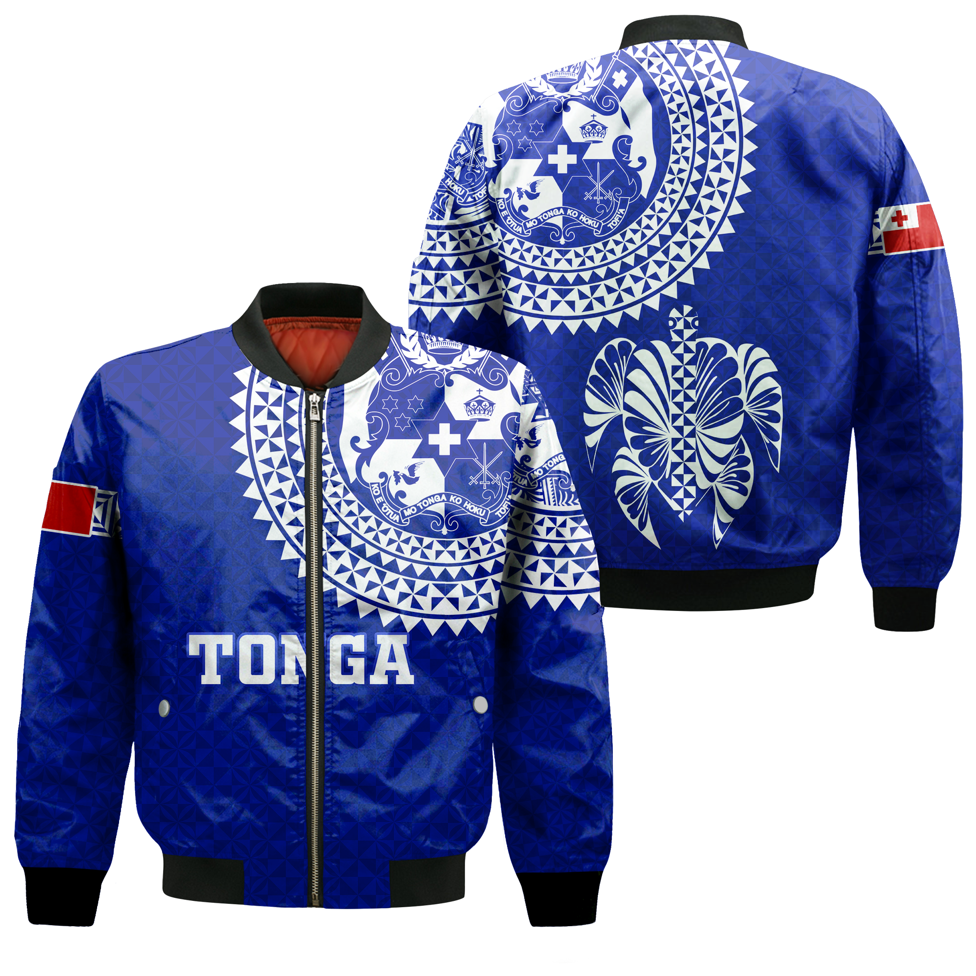 Tonga Bomber Jacket Tongan Blue Turtle - LT12 Bomber Jacket Blue - Polynesian Pride