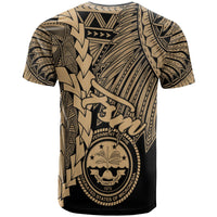 Federated States of Micronesia T Shirt Tribal Wave Tattoo Gold - Polynesian Pride