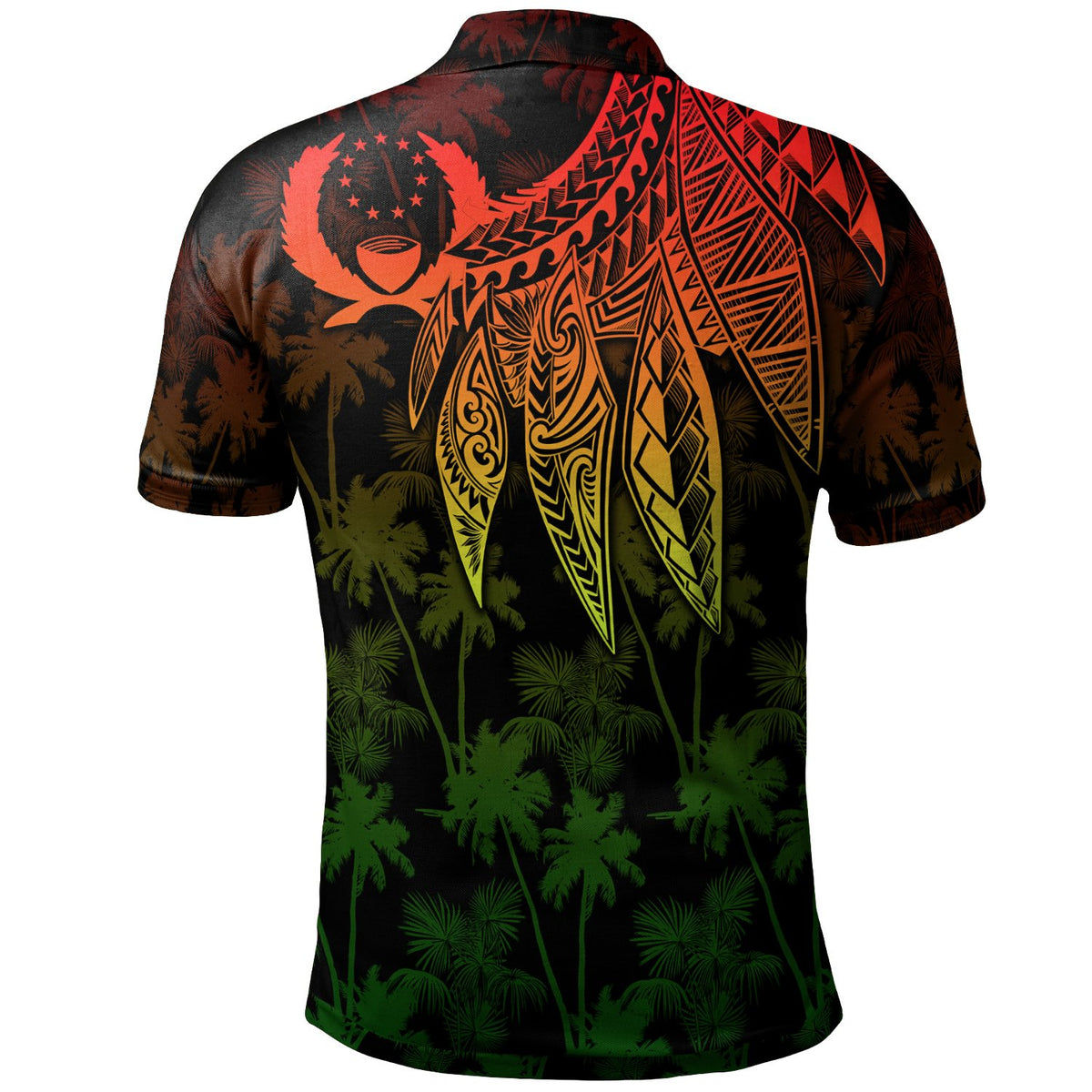 Pohnpei Custom Polo Shirt Polynesian Wings (Reggae) - Polynesian Pride