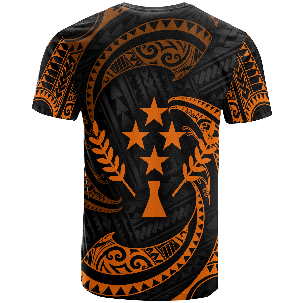 Kosrae Micronesia Custom T Shirt Orange Tribal Wave - Polynesian Pride