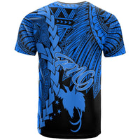 Papua New Guinea Polynesian Custom T Shirt Tribal Wave Tattoo Blue - Polynesian Pride