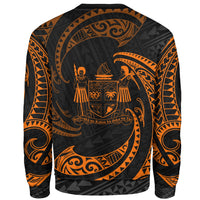 Fiji Polynesian Custom Personalised Sweater - Orange Tribal Wave - Polynesian Pride