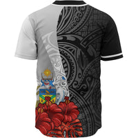 Solomon Islands Polynesian Custom Personalised Baseball Shirt - Coat Of Arm With Hibiscus White - Polynesian Pride