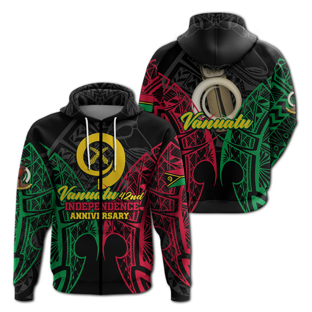 Vanuatu 42nd Independence Anniversary Pride Hoodie LT12 Zip Hoodie Black - Polynesian Pride