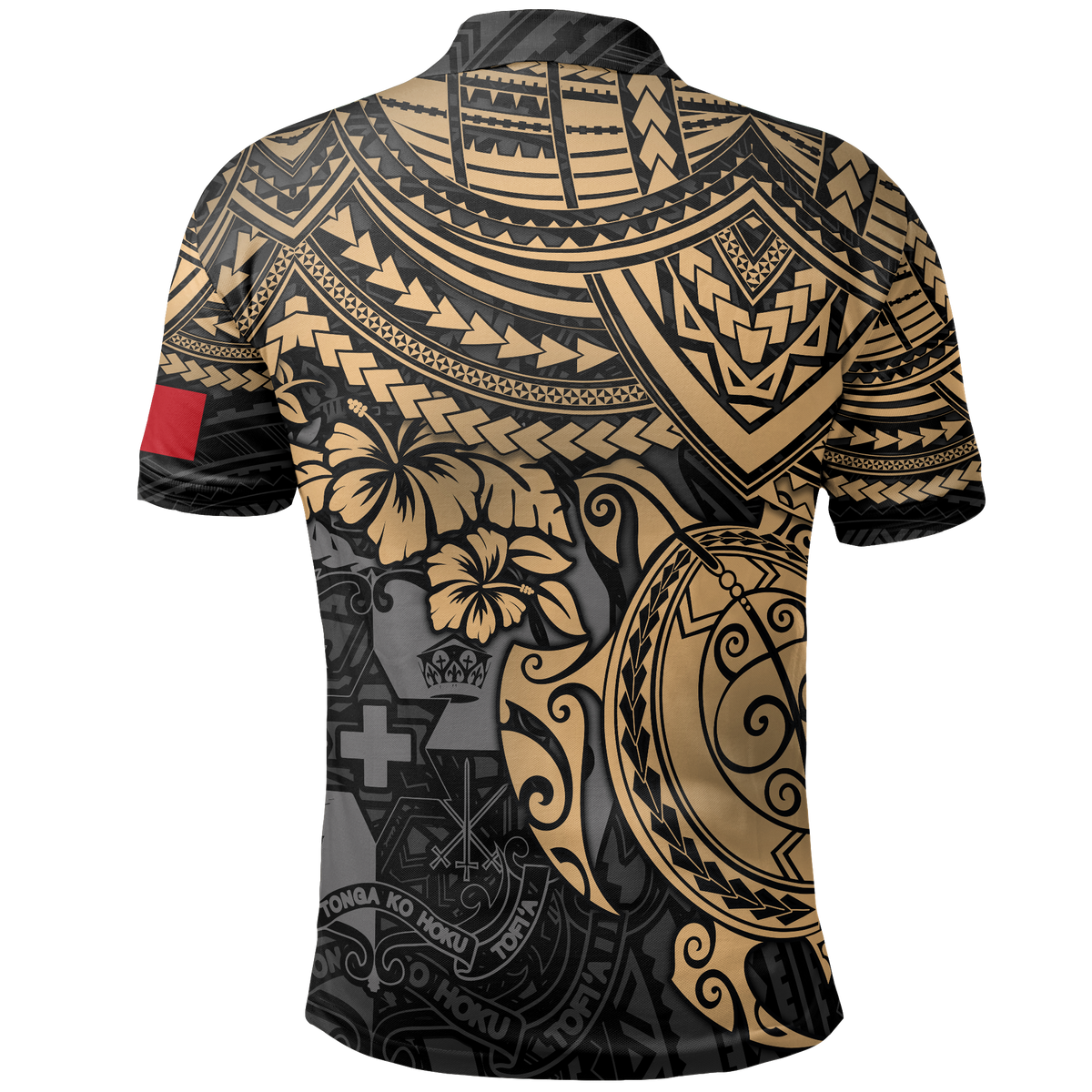 Tonga Polo Shirt Tongan Flag Coat Coat Of Arms Golden Turtle Hibiscus - Polynesian Pride