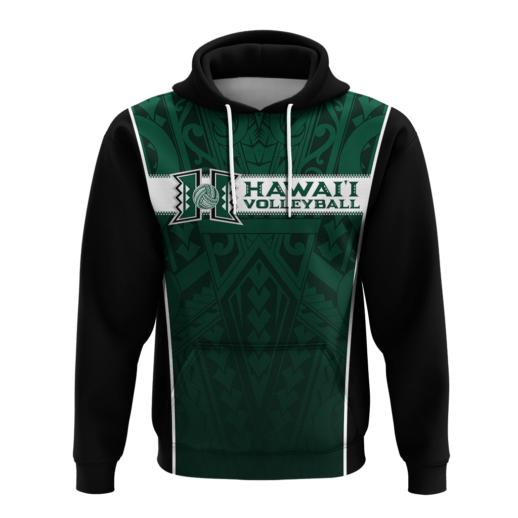 Hawaii Volleyball Green Warrior Hoodie LT2 - Polynesian Pride