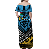 (Custom Personalised) Vanuatu Sanma Province Tribal Pattern Women Off Shoulder Long Dress - LT12 - Polynesian Pride