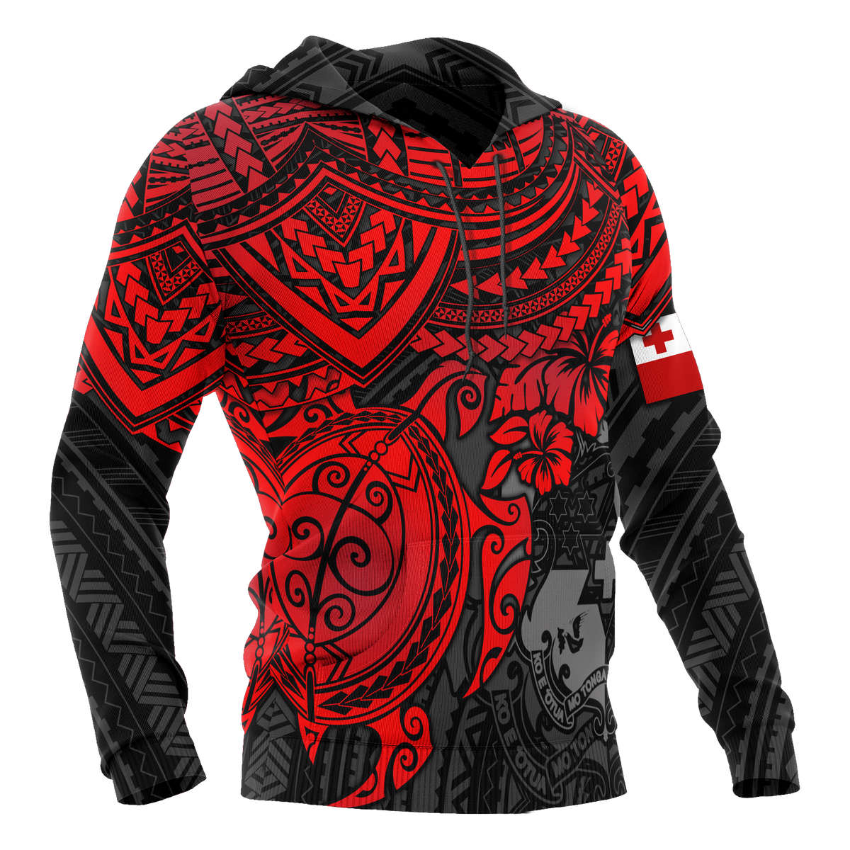Tonga Polynesian Hoodie Red Turtle - Polynesian Pride