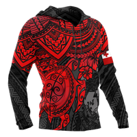 Tonga Polynesian Hoodie Red Turtle - Polynesian Pride