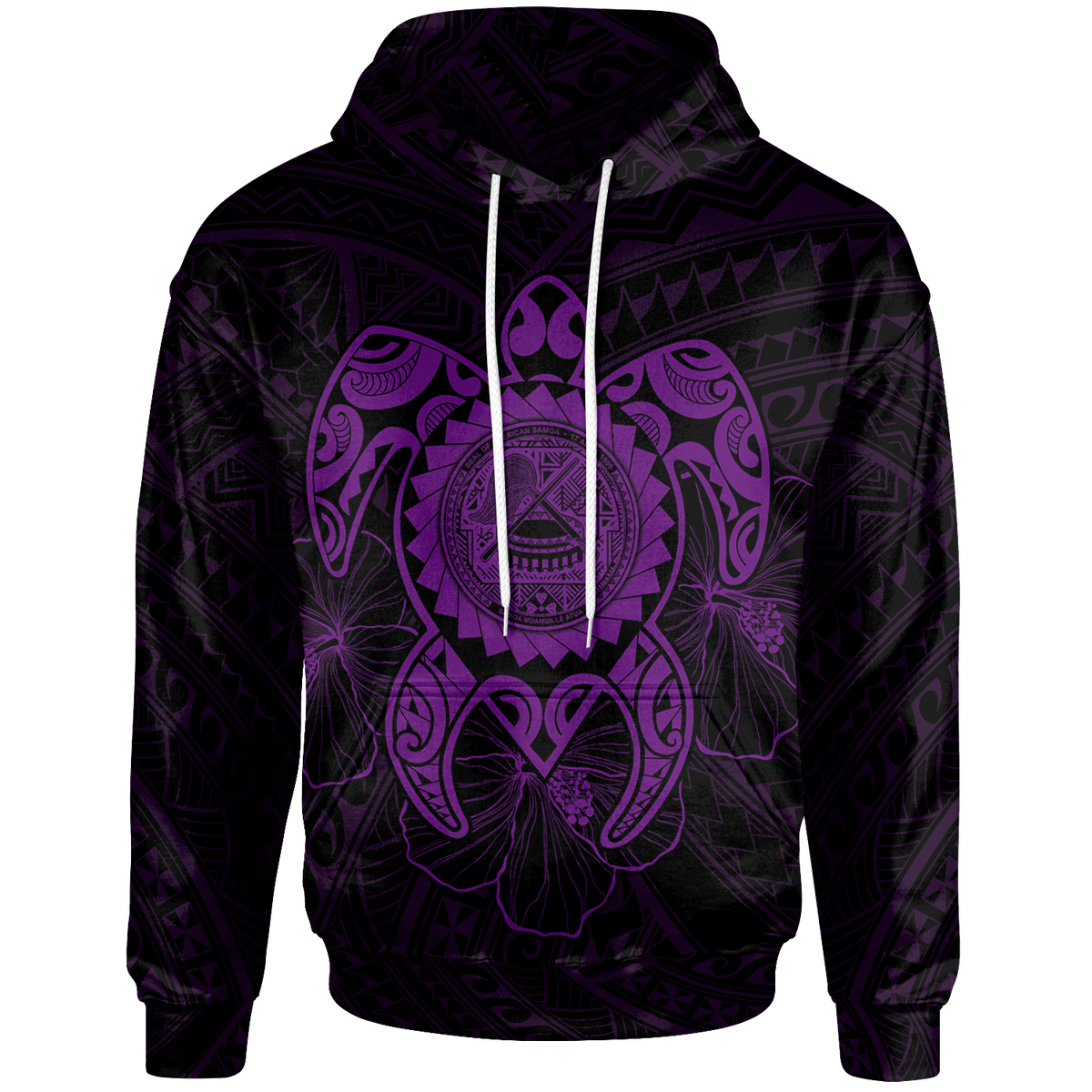 American Samoa Polynesian Hoodie Vintage Polynesian Turtle (Purple) Unisex Purple - Polynesian Pride