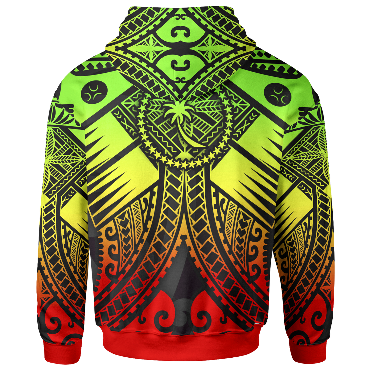 Chuuk Zip up Hoodie Reggae Seal with Polynesian Tattoo - Polynesian Pride