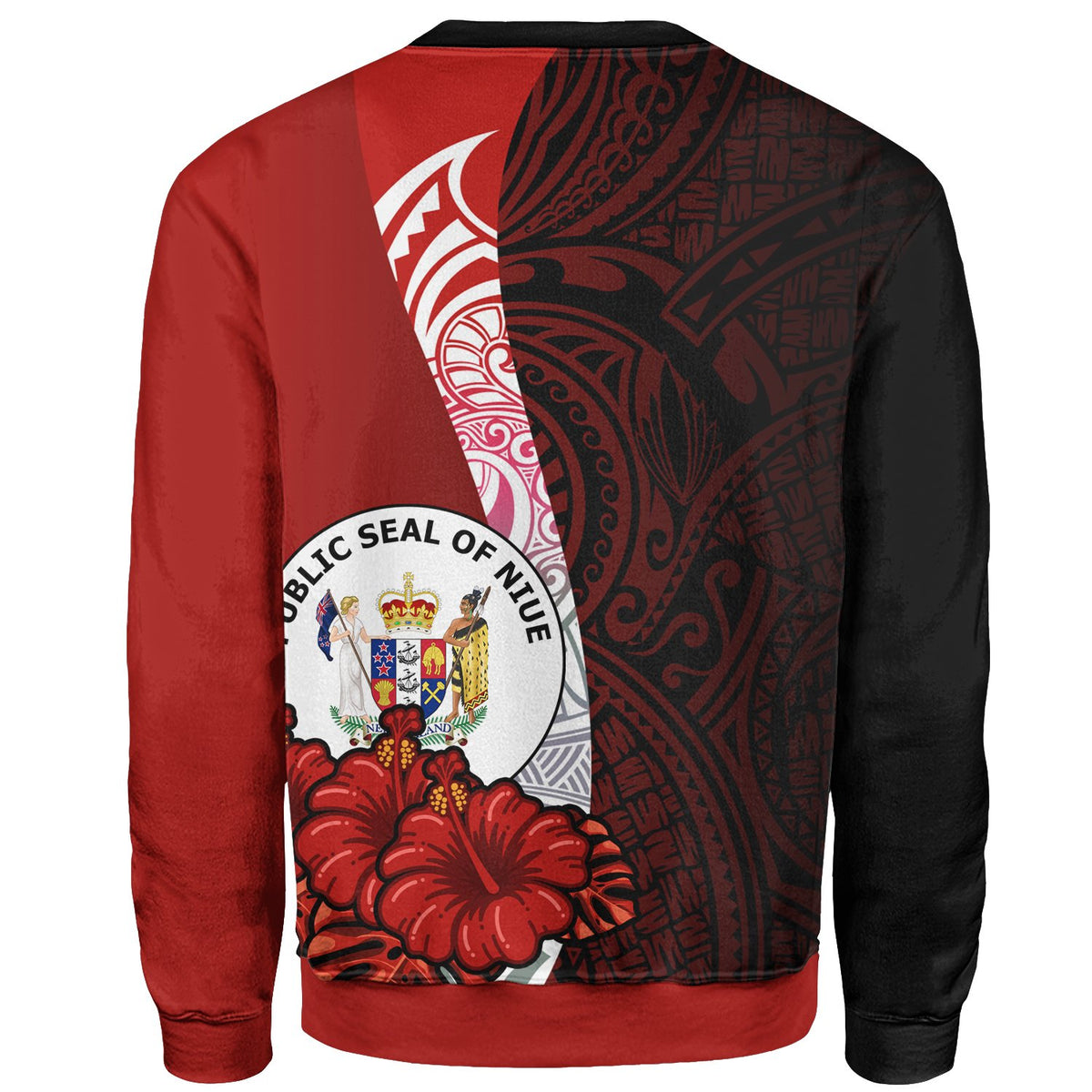 Niue Polynesian Sweater - Coat Of Arm With Hibiscus - Polynesian Pride