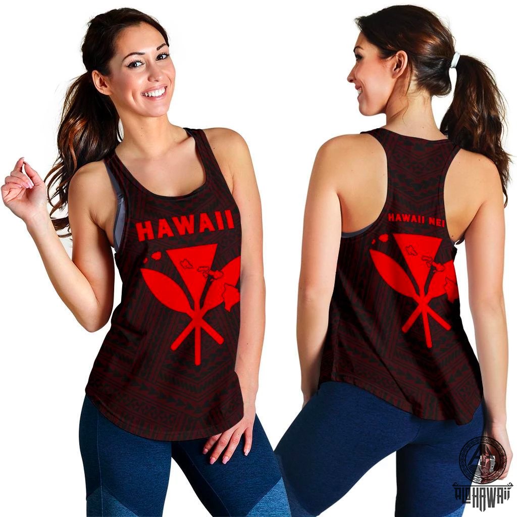 Hawaii Kanaka Polynesian Women's Racerback Tank Red Red - Polynesian Pride