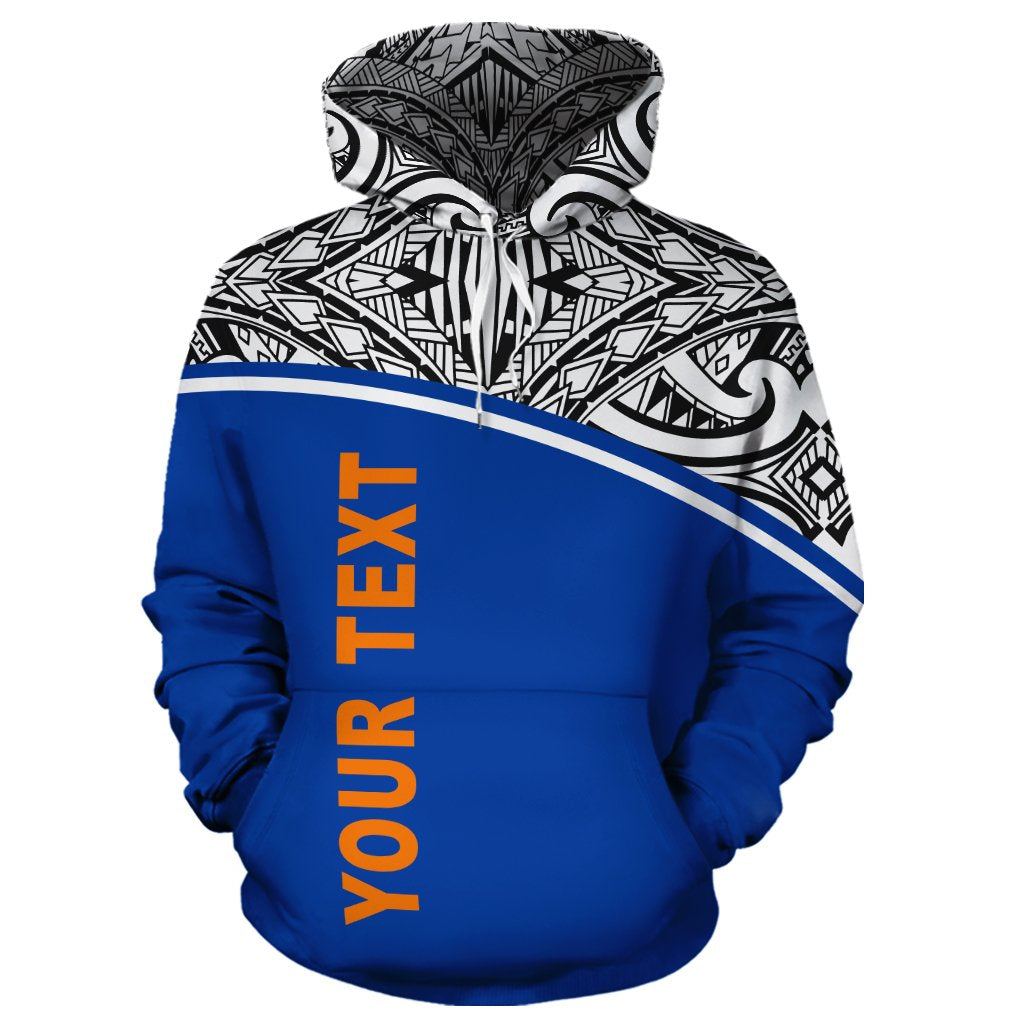 Marshall Islands Polynesian Custom Hoodie Blue Curve - Polynesian Pride