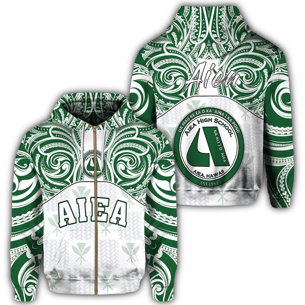 hawaiiZipper Hoodie Kanaka Aiea High School Zipper Hoodie Demodern Style Unisex White - Polynesian Pride